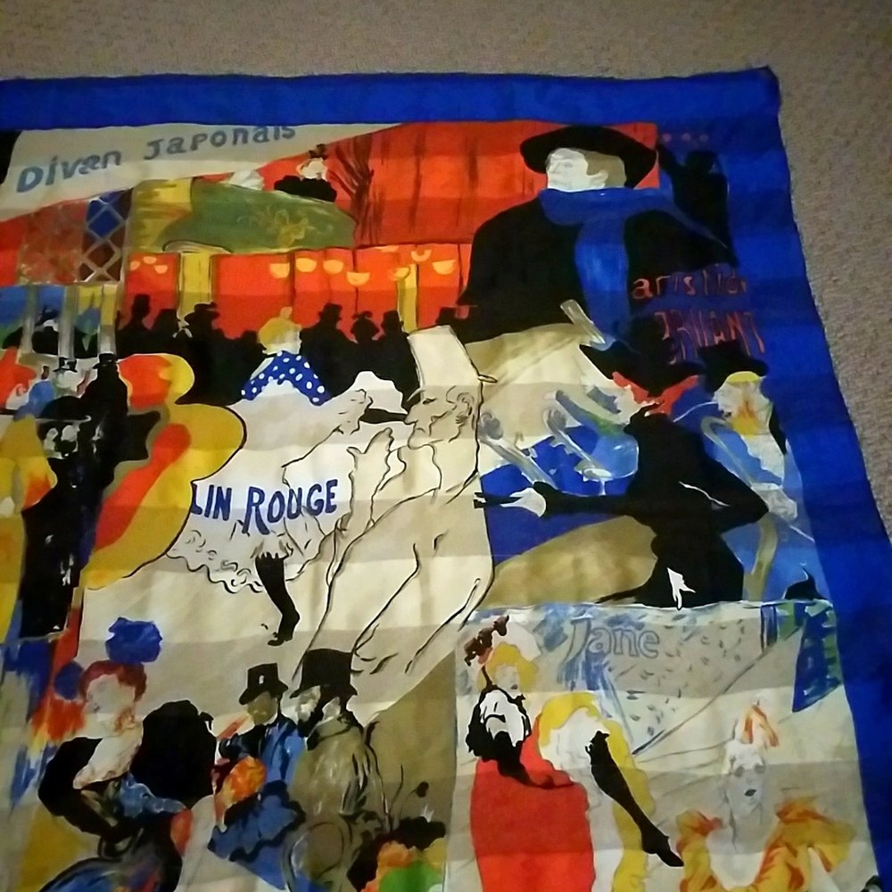 100 % SILK. Hand Scarf , Vintage